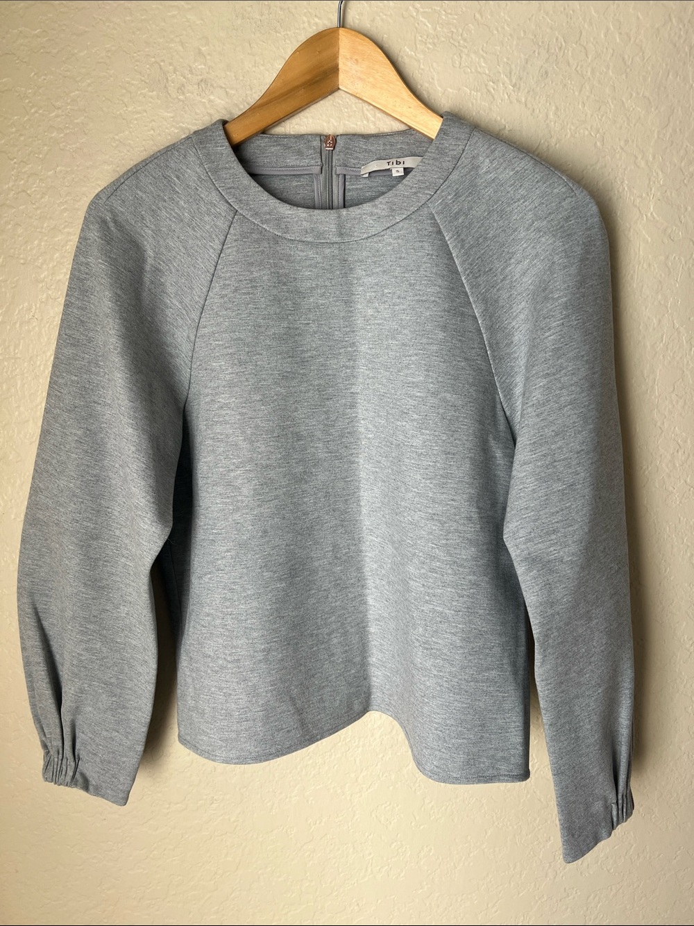 Tibi grey zip back boxy crewneck sweatshirt S - Picture 2 of 9
